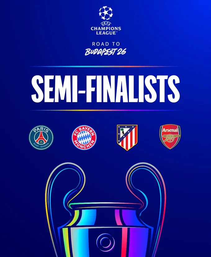 4 đội vào bán kết Champions League